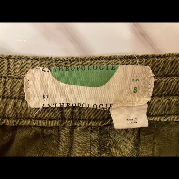 Anthropologie Womens Army Green Elastic Ankle Embroidered Pants - Picture 3 of 8